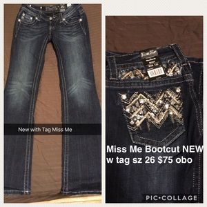 NEW Miss Me Bootcut Dark Wash cute pocket detail